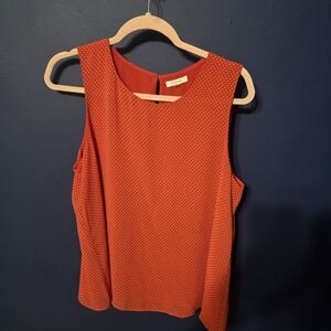 Pleione Sleeveless Blouse Keyhole Red And White with Polka Dots Size Medium